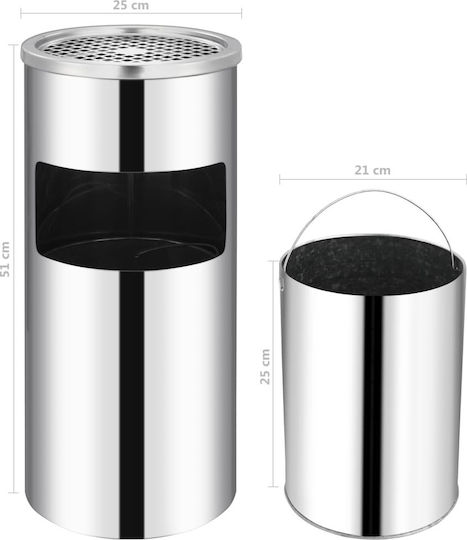 vidaXL Metallic Waste Bin 26lt Wall mounted Inox