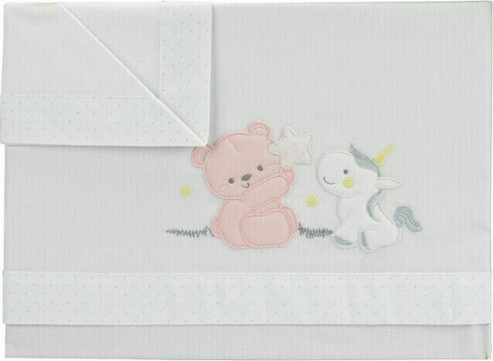 Interbaby Unicornio Baby Sheets Set Crib Cotton Fitted Pink 70x140cm 3pcs