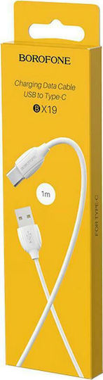 Borofone BX19 Benefit USB 2.0 Cable USB-C male - USB-A Λευκό 1m