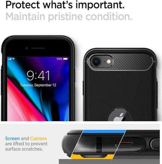 Spigen Rugged Armor Back Cover Σιλικόνης 2mm Μαύρο (iPhone 7 / 8 / SE 2020 / SE 2022)