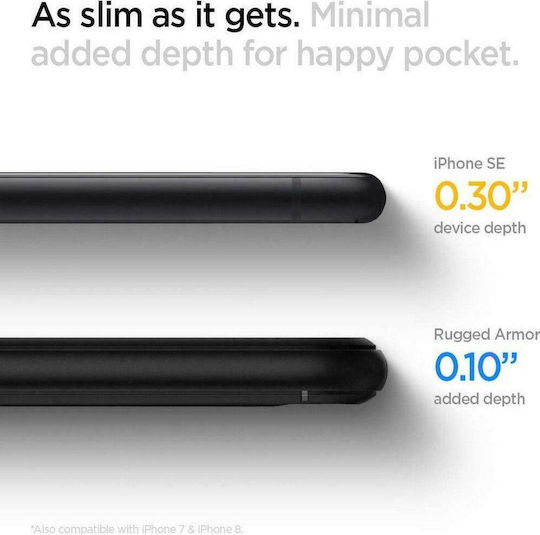 Spigen Rugged Armor Back Cover Σιλικόνης 2mm Μαύρο (iPhone 7 / 8 / SE 2020 / SE 2022)