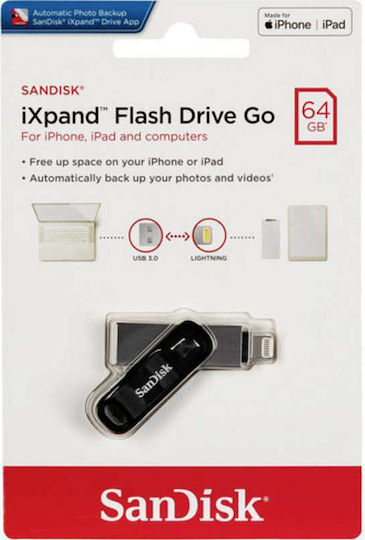 Sandisk iXpand 64GB USB 3.1 Stick with connection Lightning & USB-A Black