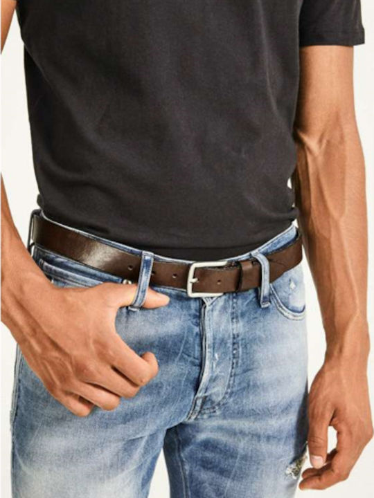 Jack & Jones Ανδρική Ζώνη Δερμάτινη Καφέ