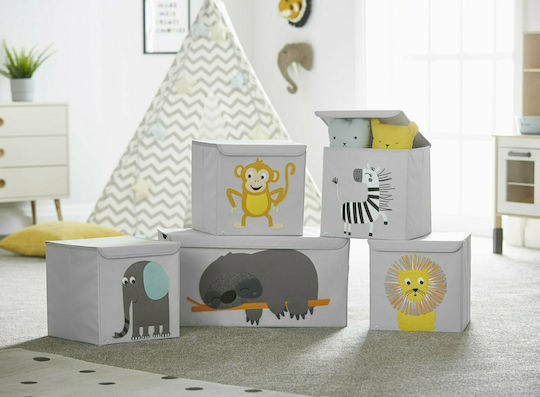 Potwells Kids Fabric Foldable Toy Storage Box Unicorn Gray 64x32x32cm
