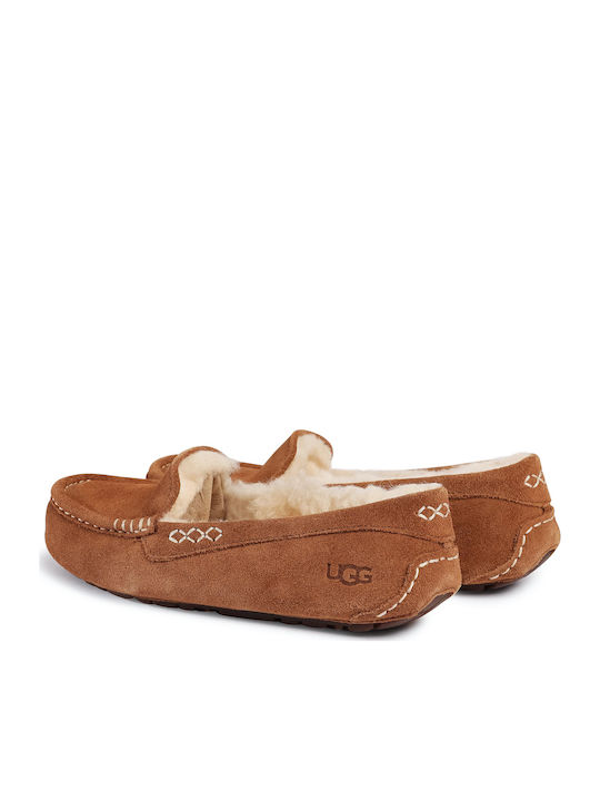 Ugg Australia Ansley Closed-Back Women's Slippers with Fur In Brown Colour