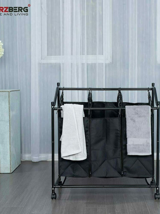 Herzberg Herzberg Laundry Basket Metallic 76.5x41x83cm Black