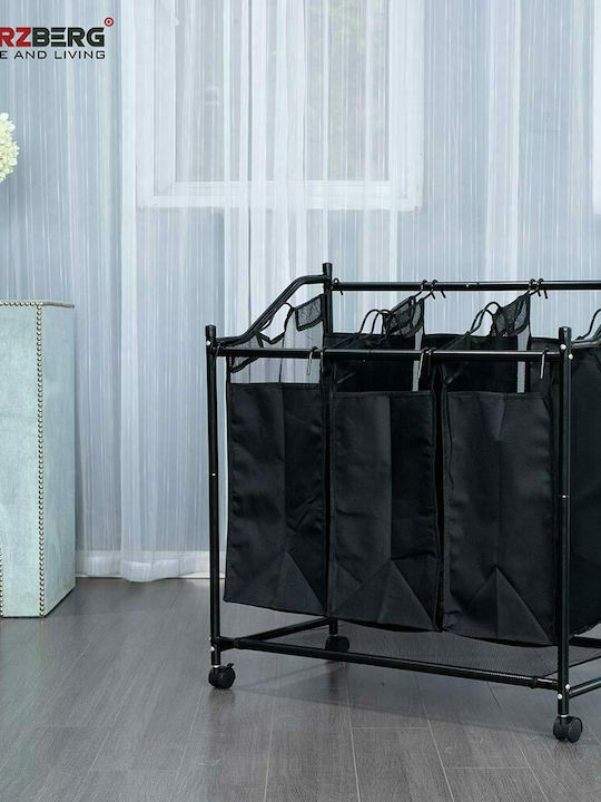 Herzberg Herzberg Laundry Basket Metallic 76.5x41x83cm Black