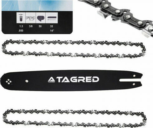 Tagred TA1107 Set Lame De Drujbă Și Lanț 35cm (14") Cu Pas 3/8", Grosimea Ghidurilor .050"-1.3mm Și Număr De Conducători 50E