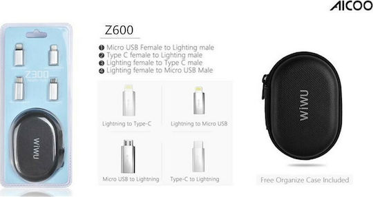 Wiwu Z600 Convertor USB-C masculin în USB-A feminin Argintiu 1buc