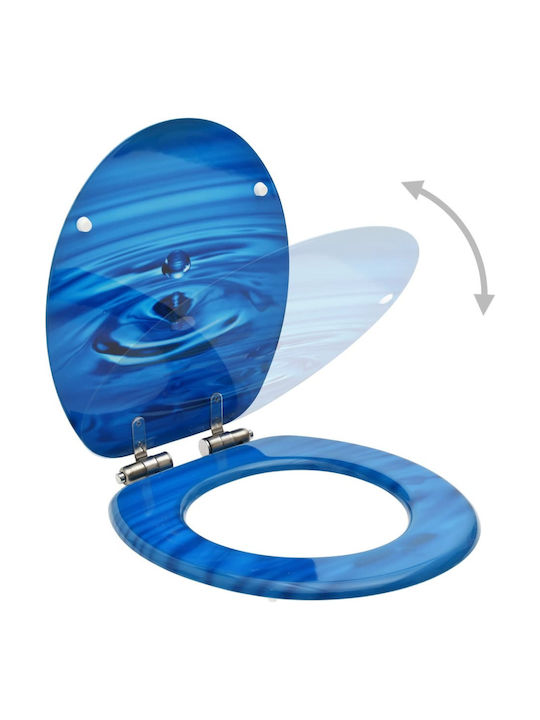 vidaXL Wooden Soft Close Toilet Seat Blue Drops 42.5cm