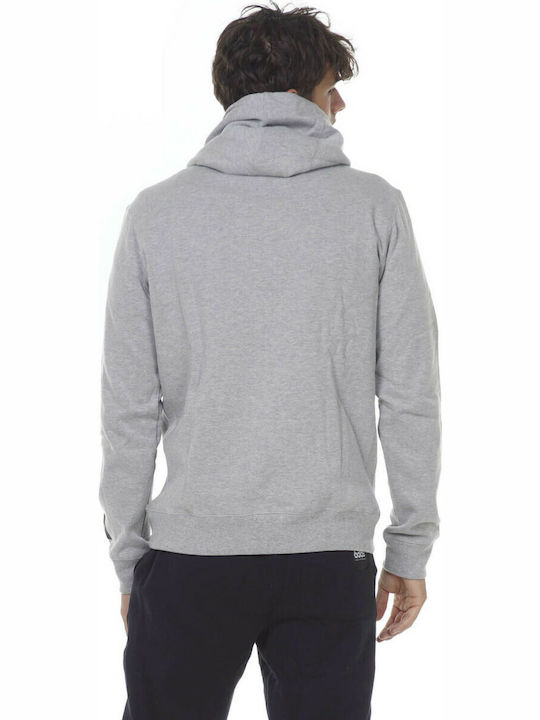 Body Action Men's Sweatshirt with Hood and Pockets Light Melange Grey