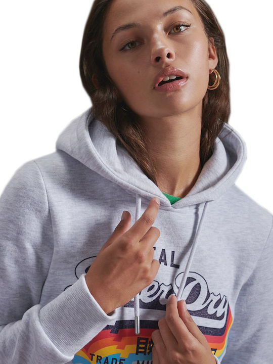 Vintage Logo Women's Sweatshirt Hooded Ice Marl