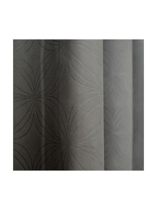 Lino Home Curtain with Pencil Pleat Emb Karen Dark Grey 140x235cm