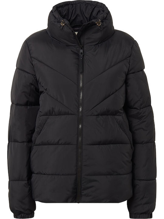 Women's Short Puffer Jacket for Winter Black