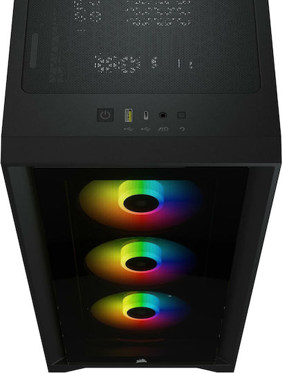 Corsair iCUE 4000X RGB Gaming Midi Tower Computer Case with Side Window Black