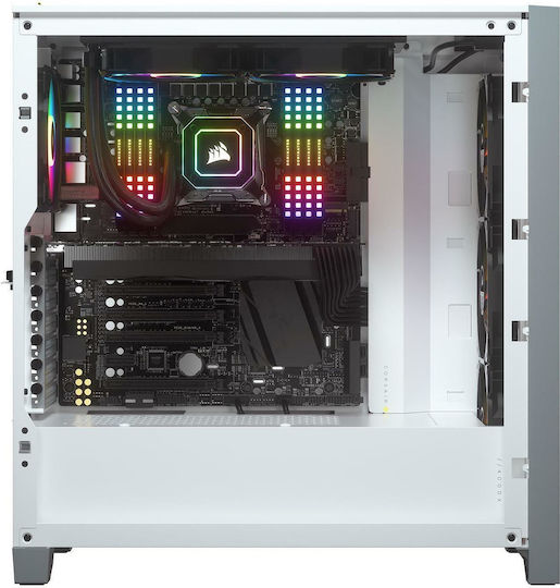 Corsair iCUE 4000X RGB Gaming Midi-Turm Computergehäuse mit Seitenfenster Weiß