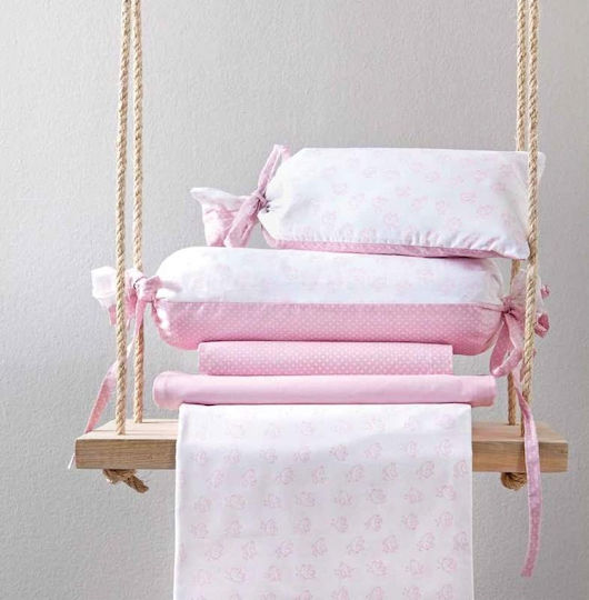 Nima Birdies Baby Sheets Set Crib Cotton Pink 115x180cm 3pcs