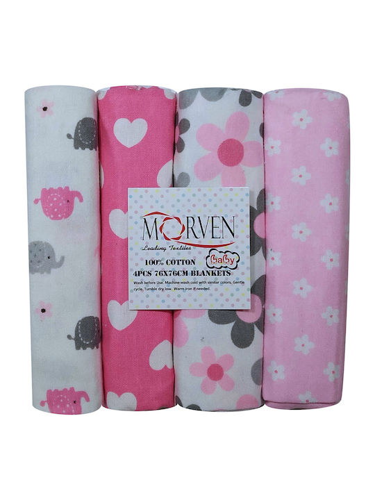 Morven Flannel Swaddle Blanket 4 76x76cm 4pcs