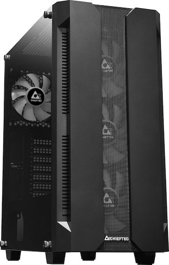 Chieftec Hunter Gaming Midi-Turm Computergehäuse mit Seitenfenster und RGB-Beleuchtung Schwarz