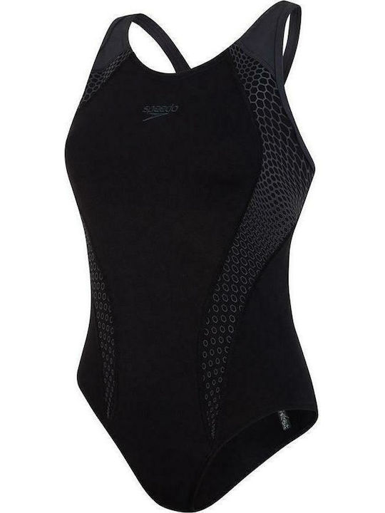 Fit Laneback Athletic One-Piece Swimsuit Black