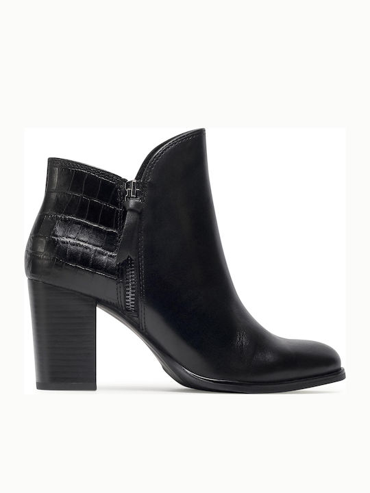 Caprice Leather Women's Ankle Boots Black