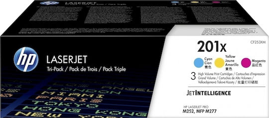 HP 201X Оригинален Многопакет Тонер Лазерен Принтер Жълт/Cyan/Магента Висока доходност 3бр (CF253XM)