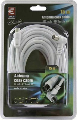 Emos Antenna Cable Coax male - Coax female White 15m (SB3115) 1pcs