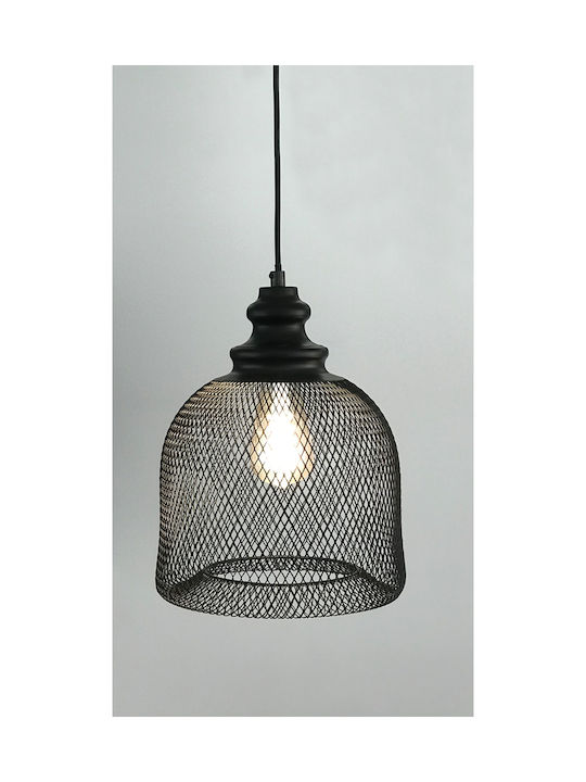 VK Lighting VK/03173/PE/B Pendant Light Single-Light Grid for Socket E27 Black