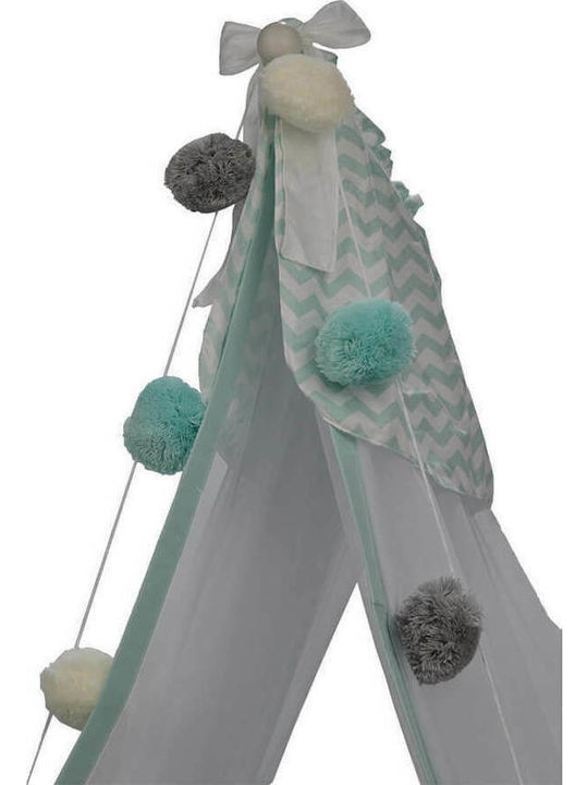 Bebe Stars Kids Decorative Garland Green made of Fabric Pom Pom 250εκ.