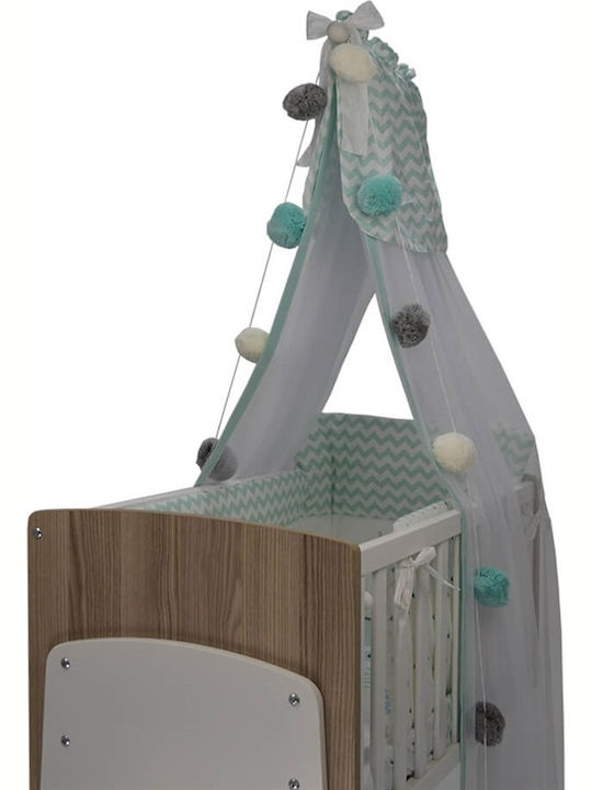 Bebe Stars Gărduleț Decorativ pentru Copii Verde din Țesătură Pom Pom 250εκ.