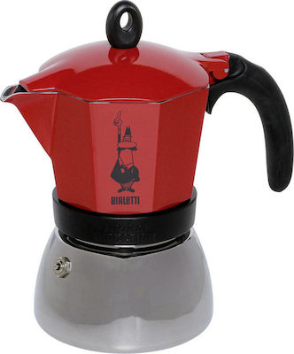 Bialetti Moka Induction Stovetop Espresso Pot for 6Cups Red