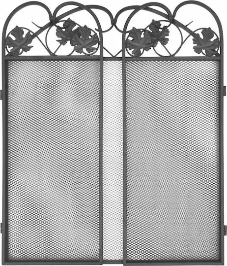 vidaXL Metallic Fireplace Screen with 3 Panels 52.5x24x61cm Black