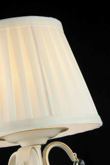 Maytoni Brionia Cristal Lampă de masă pentru Soclu E14 cu Abajur Bej și Bază Alb
