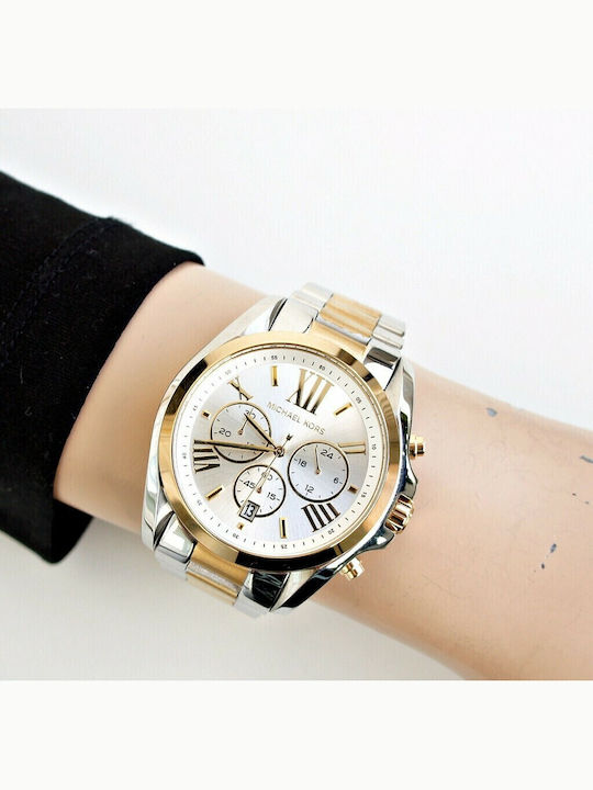 Michael Kors Bradshaw Damen Uhr Chronograph mit Silber Metallarmband