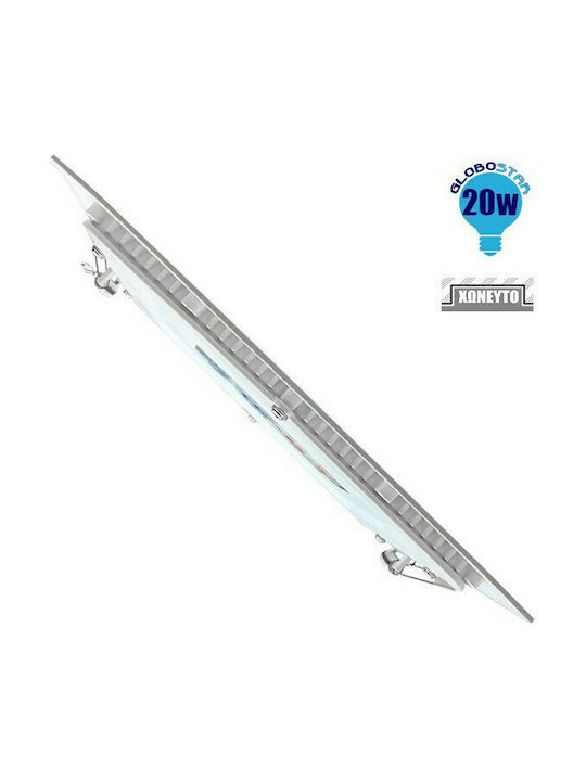 GloboStar Square Recessed LED Panel 20W with Warm White Light 3000K 23x23cm