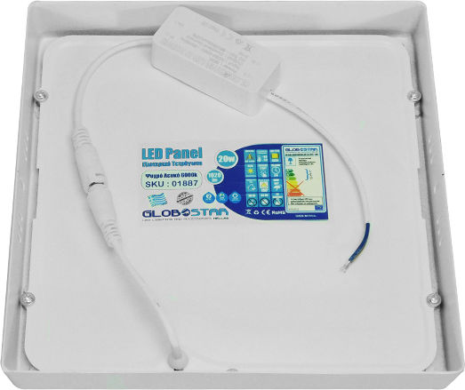 GloboStar Pătrat În aer liber Panou LED Putere 20W cu Alb Rece Lumini 21.5x21.5cm.