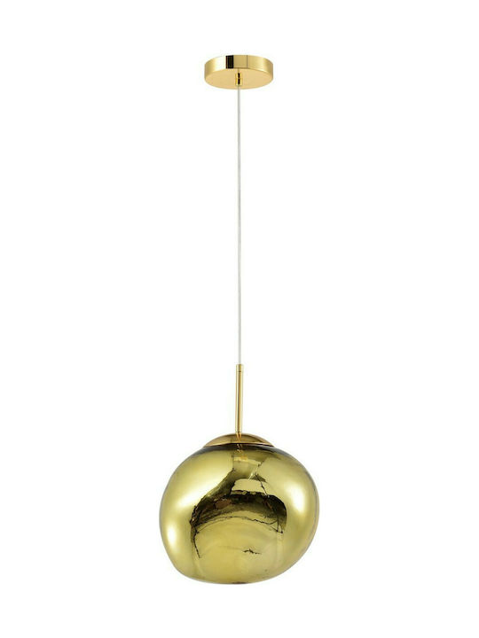 Hatzipantos Stores Μοντέρνο Κρεμαστό Φωτιστικό Μονόφωτο με Ντουί E27 σε Χρυσό Χρώμα