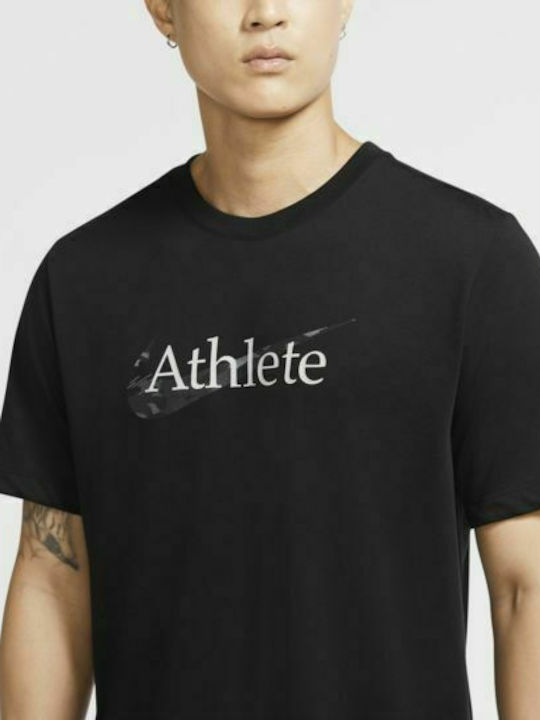 Nike Swoosh Training Αθλητικό Ανδρικό T-shirt Dri-Fit Μαύρο με Λογότυπο