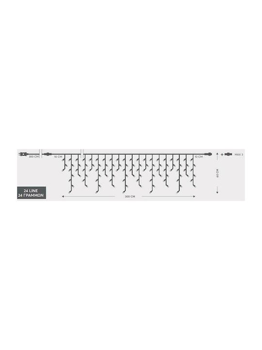 144 Λαμπάκια LED 3μ. x 60εκ. Πολύχρωμα τύπου Βροχή