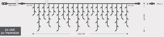 144 Lichterketten LED 3m. x 60cm Mehrfarbige Typ Regen 1Stück