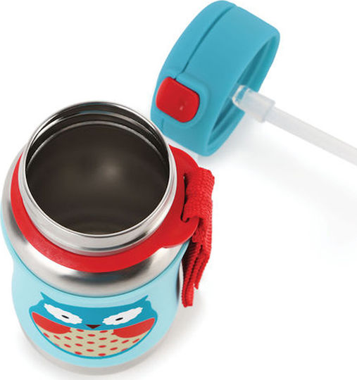 Skip Hop Kids Water Bottle Stainless Steel with Straw Light Blue 350ml