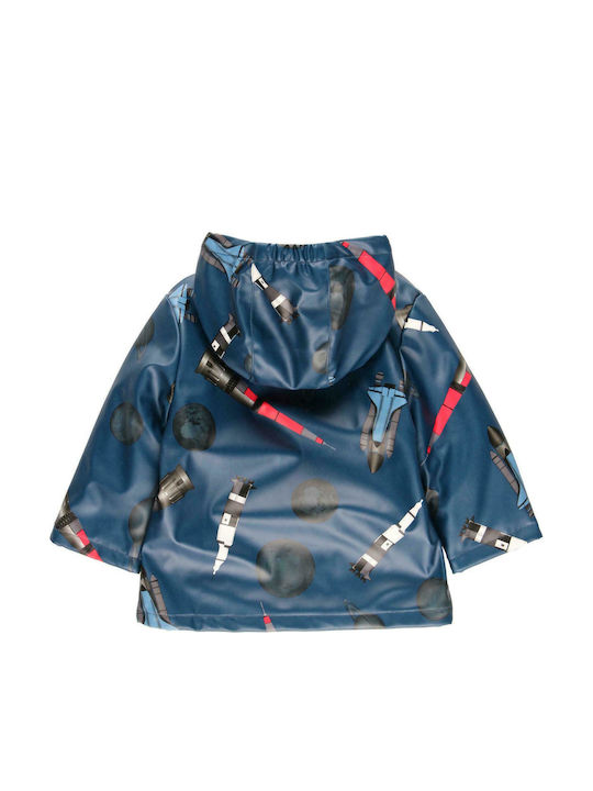Wasserdicht Kinder Trenchcoat Lang mit Futter & Kapuze Blau