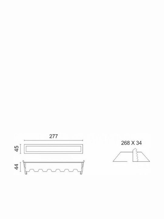 Spot Light Paralelogram Încastrat Panou LED Putere 20W cu Alb Natural Lumini 27.7x4.5cm.