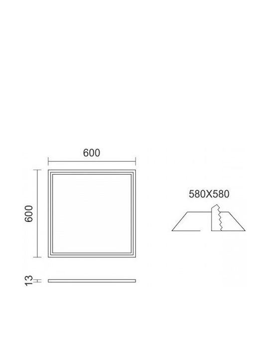 Spot Light Square Recessed LED Panel 40W with Warm White Light 3000K 60x60cm