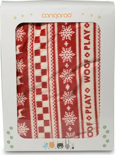 Cangaroo Одеяло Детски пелени за пелени Snowflake Флийс Червено 75x105см.