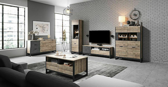 Arden Living Room TV Unit with Showcase Sand L325xW39.6xH194.4cm ARD-36