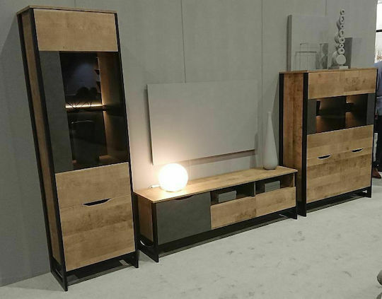 Arden Living Room TV Unit with Showcase Sand L325xW39.6xH194.4cm ARD-36