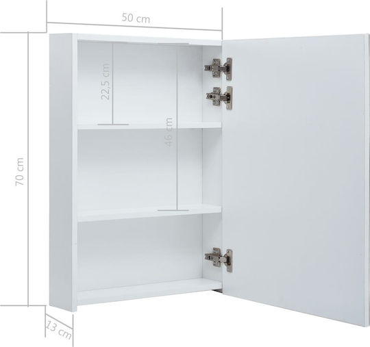 vidaXL Правоъгълена Банско Огледало LED от MDF с Шкаф 50x70см Бял