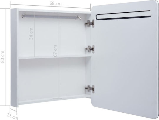 vidaXL Rectangular Bathroom Mirror Led made of MDF with Cabinet 68x80cm White