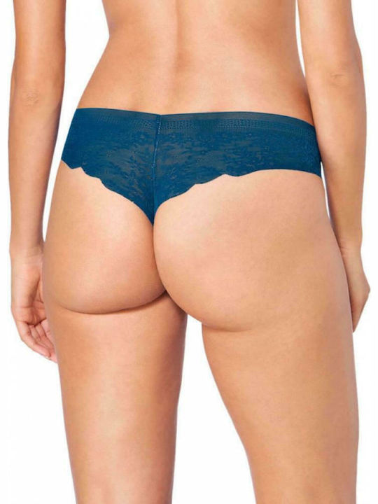 Sloggi Zero Lace H Hipstring Femeie Brazilia fără cusături cu Dantelă Albastru